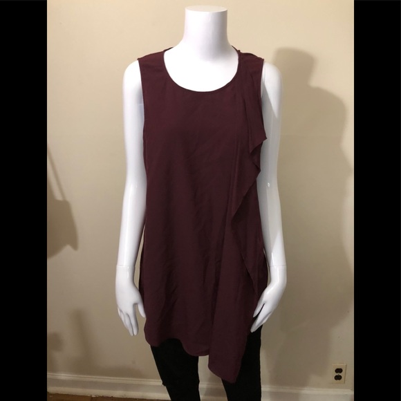 WHBM Ruffle Sleeveless Tunic Top Cranberry color M - Picture 1 of 2